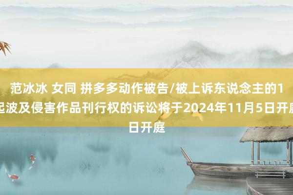 范冰冰 女同 拼多多动作被告/被上诉东说念主的1起波及侵害作品刊行权的诉讼将于2024年11月5日开庭