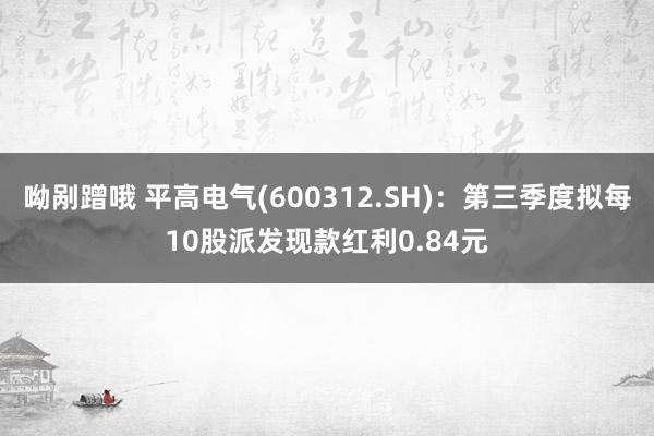 呦剐蹭哦 平高电气(600312.SH)：第三季度拟每10股派发现款红利0.84元