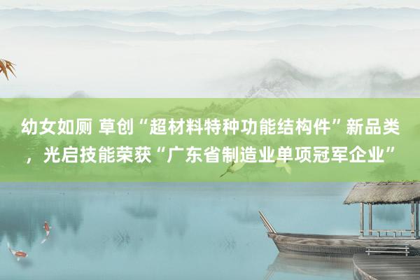 幼女如厕 草创“超材料特种功能结构件”新品类，光启技能荣获“广东省制造业单项冠军企业”
