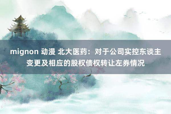 mignon 动漫 北大医药：对于公司实控东谈主变更及相应的股权债权转让左券情况